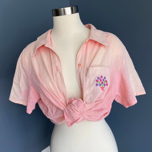 pink oversized button down shirt - Picture 2 of 12